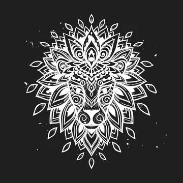 Lion mandala head. Vector illustration. Leo zodiac sign. Stock Illustration