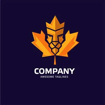 Lion maple leaf logo vector concept Stock Illustration
