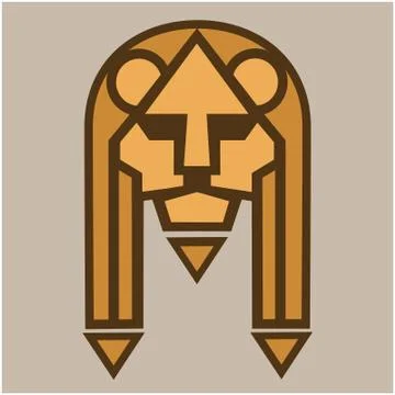 Lion muzzle. Stylized image of lion s head. Isolated object. Vector Stock Illustration