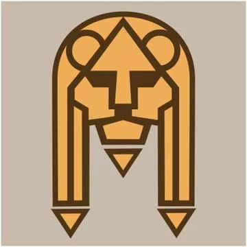 Lion muzzle. Stylized image of lion s head. Isolated object. Vector Stock Illustration