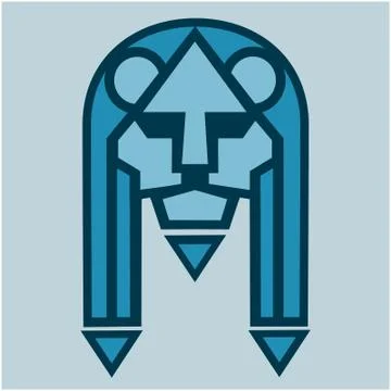 Lion muzzle. Stylized image of lion s head. Isolated object. Vector Stock Illustration