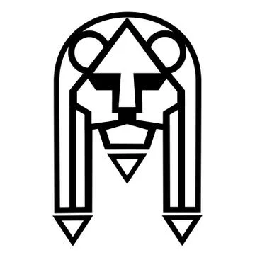 Lion muzzle. Stylized image of lion s head. Isolated object. Vector Stock Illustration