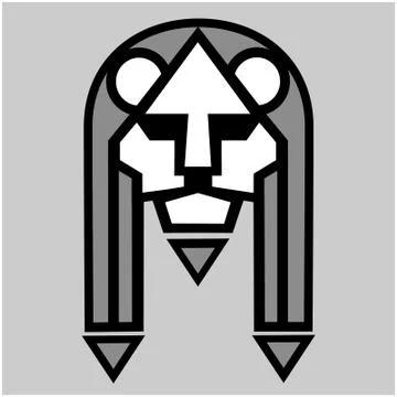 Lion muzzle. Stylized image of lion s head. Isolated object. Vector Stock Illustration
