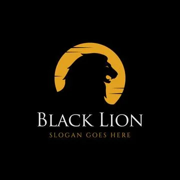 Lion in the night logo icon vector illustration on black background Stock Illustration