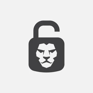 Lion padlock icon Illustrazione stock