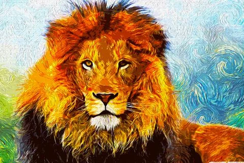 The Lion - Painting Effect Stock Illustration
