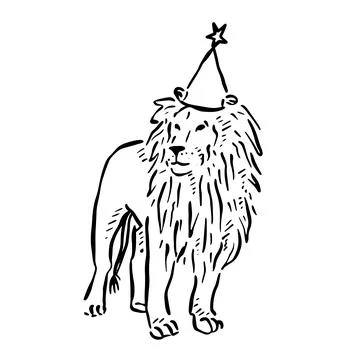 Lion in a party hat Stock Illustration