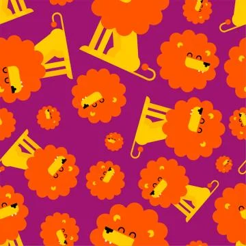 Lion pattern seamless. Leo background . Beast texture. Vector ornament Stock Illustration