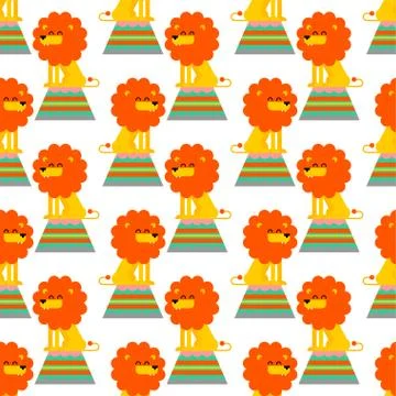 Lion pattern seamless. Leo background . Beast texture. Vector ornament Stock Illustration