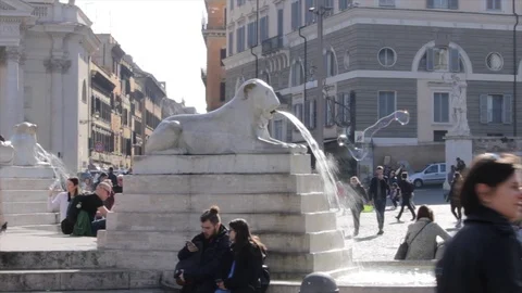 Lion On Piazza Popolo Stock Footage 103430004