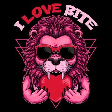 Lion pink bite Heart vector illustration Stock Illustration