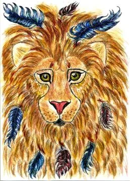 Lion Portrait Ilustración de archivo