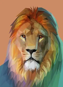 Lion portrait. Low poly design. Vector eps10 Stockillustratie