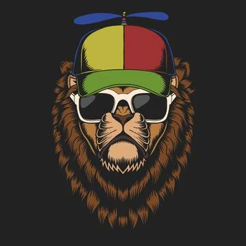 Lion propeller hat vector illustration Stock Illustration