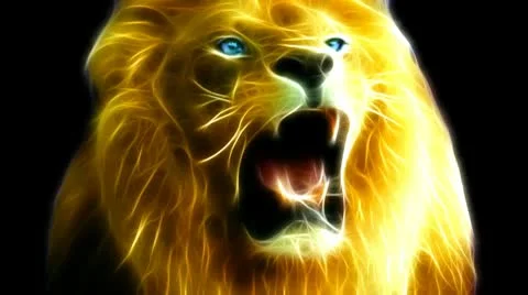 Lion Roars - Fractal Rendering HD Stock Footage 10773538