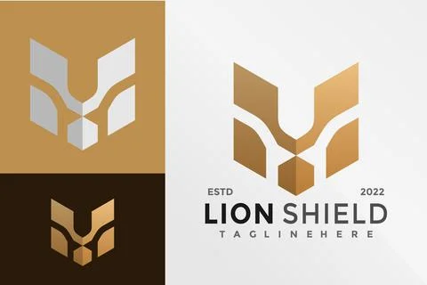 Lion Shield Head Logo Design Vector illustration template イラスト素材
