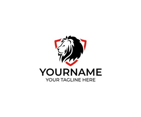 Lion in the Shield Logo Design Stock Illustration
