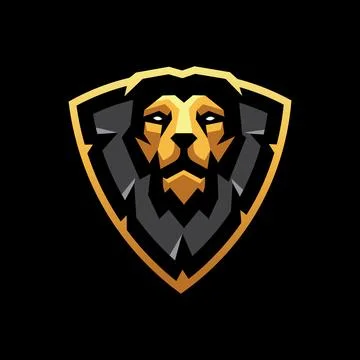 Lion in shield logo Illustrazione stock
