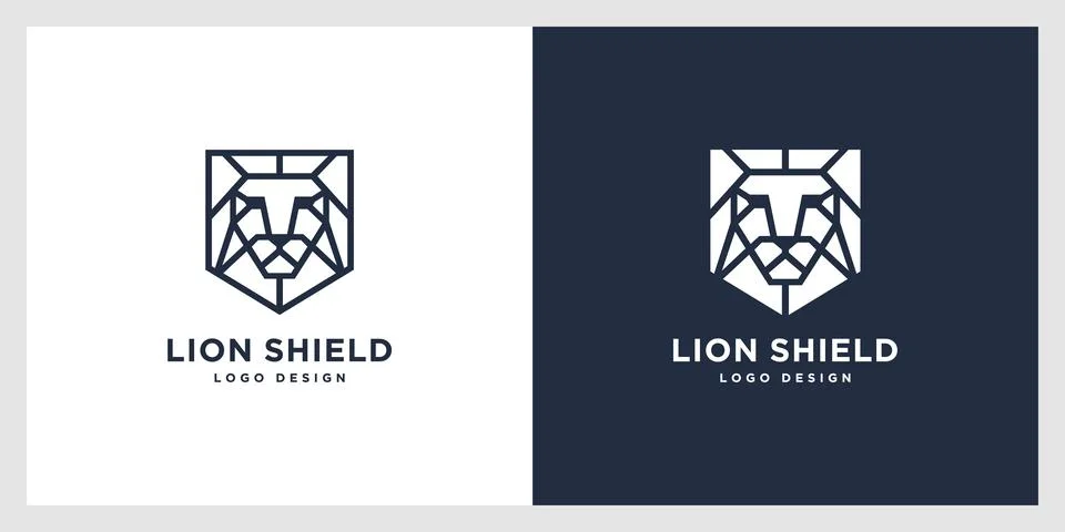 Lion shield logo vector design Stock Illustration