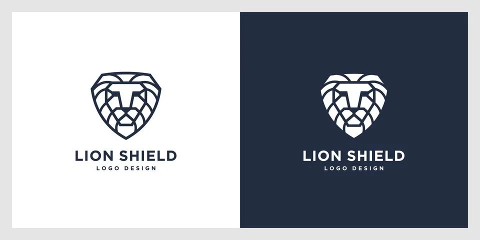 Lion shield logo vector design Stock Illustration