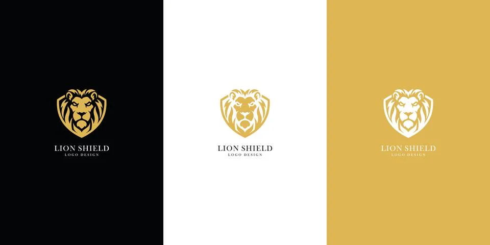 Lion shield logo vector premium Stock Illustration