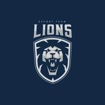 Lion in shield mascot logo Stock Illustration