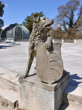 Lion with shield Stock Photos