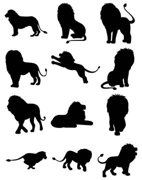 Lion silhouette set Stock Illustration