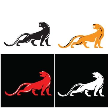 Lion silhouettes in various colors on different backgrounds Stockillustratie