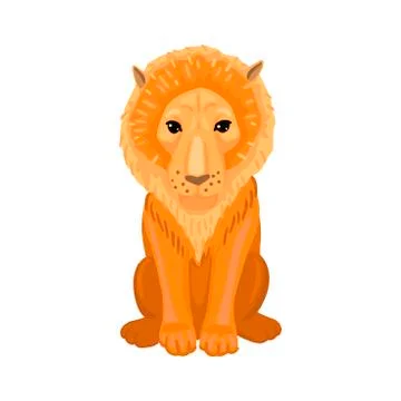 The lion sits, the king of predators. Vector character Stock Illustration