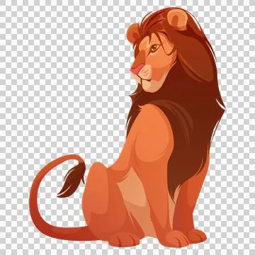 Lion sitting majestically, looking back over its shoulder. Ilustração Stock