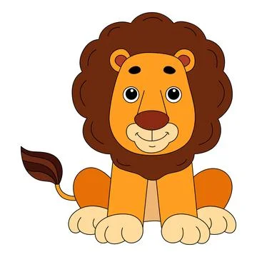 A lion smiling on a white background Stock Illustration