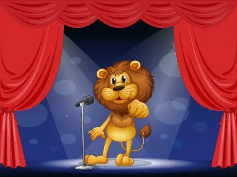 A lion standing in the limelight Stock Illustration