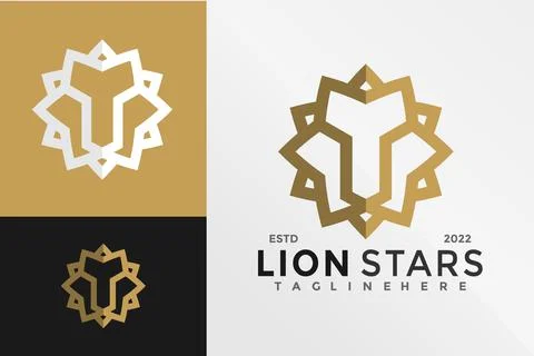 Lion Star Logo Design Vector illustration template 스톡 일러스트