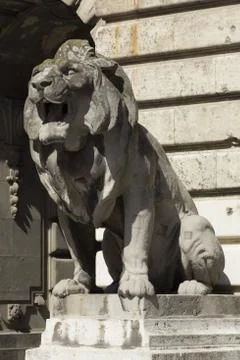 Lion statue, budapest Foto stock