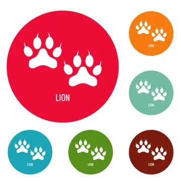 Lion step icons circle set vector Stock Illustration