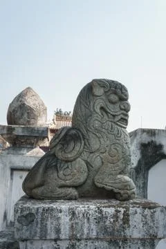 Lion stone statue Stock Photos