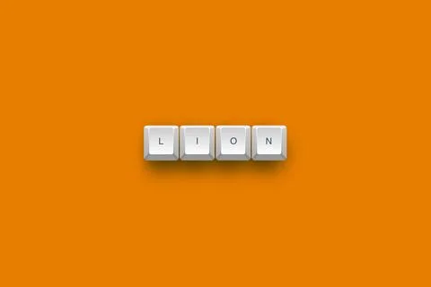 Lion text on a 3d keyboard button with shadow concept series 스톡 일러스트