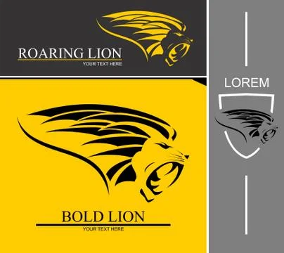 Lion with text, Lion and shield Stock Illustration