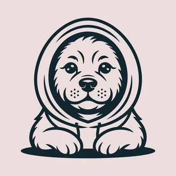 Lion vector drawing with hand drawn animal face in clean outline style イラスト素材