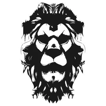 Lion vector hand drawn clip art black and white Stock Illustration