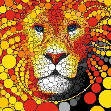 Lion vector illustration. Abstract wild cat animal portrait. Predator colorful Stock Illustration