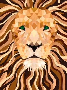 Lion vector from shapes. Low poly face. Illustrazione stock