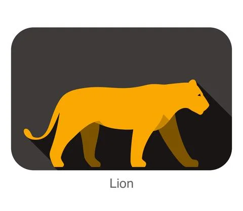 Lion walking side flat 3D icon design, vector illustration Illustrazione stock