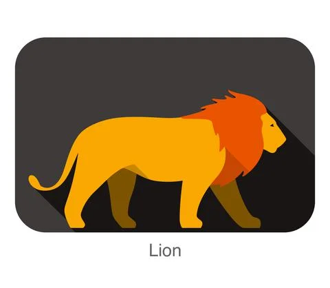 Lion walking side flat 3D icon design, vector illustration Illustrazione stock