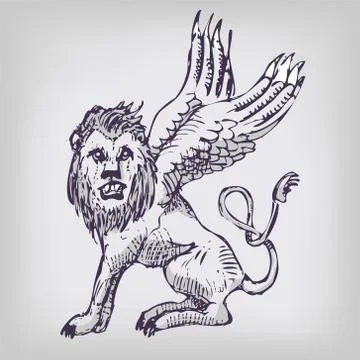 Lion with wings Stock Illustration