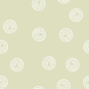 Lion zodiac line seamless pattern Stock Illustration