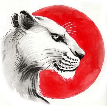 Lioness and sun Illustrazione stock