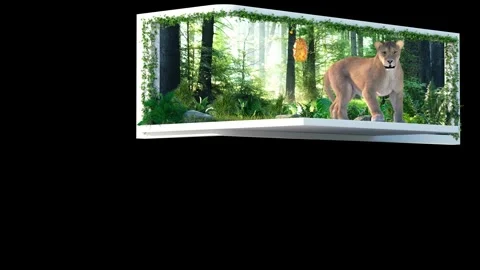 Lioness in Jungle Breaking Through Screen 3D Naked-Eye Nature Background 库存影片 331927085