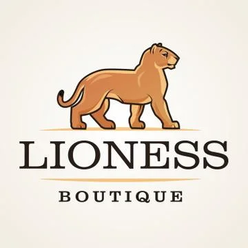 Lioness logo vector. Lion design template. Shop or boutique illustration. Big Stock Illustration